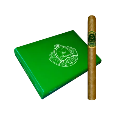 Caja de madera en color verde barnizada, con 20 puros Sublime Del Paraíso Fusión, fortaleza fuerte.
